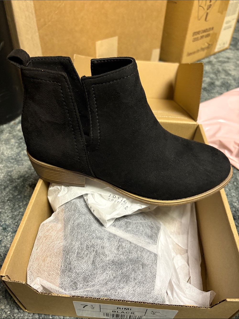 Journee Collection Black Suede Ankle Booties with Low Heel